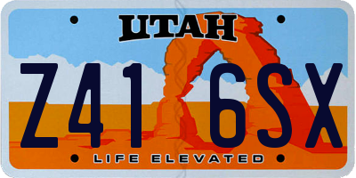 UT license plate Z416SX