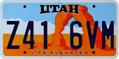 UT license plate Z416VM