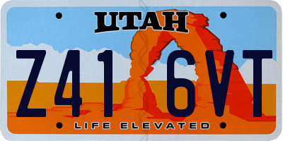 UT license plate Z416VT