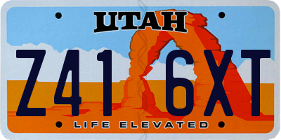 UT license plate Z416XT