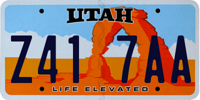 UT license plate Z417AA