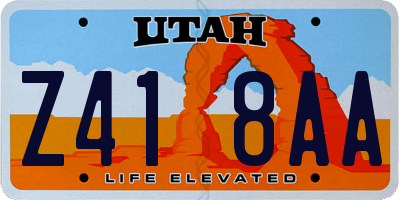 UT license plate Z418AA