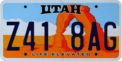 UT license plate Z418AG