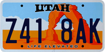 UT license plate Z418AK
