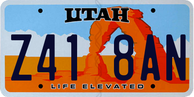 UT license plate Z418AN