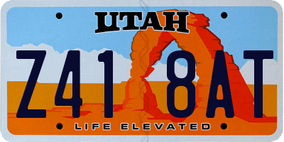 UT license plate Z418AT