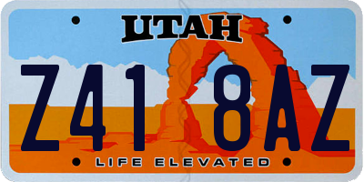 UT license plate Z418AZ
