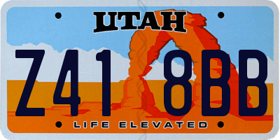 UT license plate Z418BB
