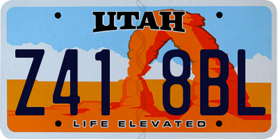 UT license plate Z418BL