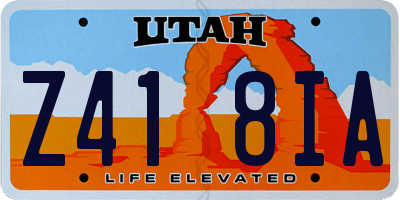 UT license plate Z418IA