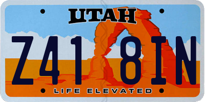 UT license plate Z418IN