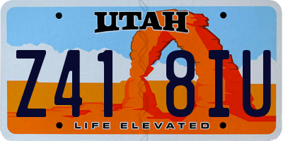 UT license plate Z418IU