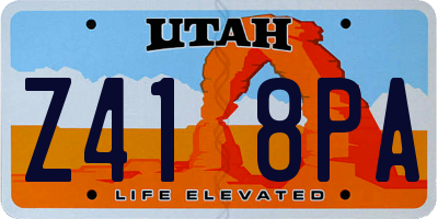 UT license plate Z418PA