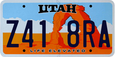 UT license plate Z418RA