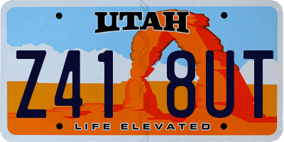 UT license plate Z418UT