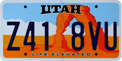 UT license plate Z418VU