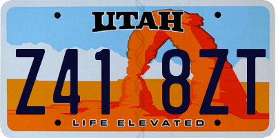 UT license plate Z418ZT