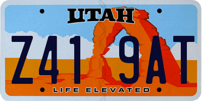 UT license plate Z419AT