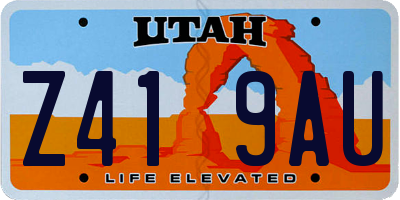 UT license plate Z419AU