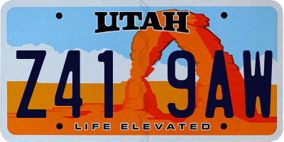 UT license plate Z419AW