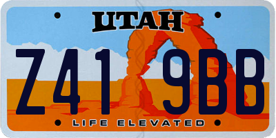 UT license plate Z419BB