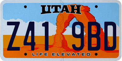UT license plate Z419BD