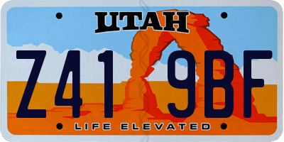 UT license plate Z419BF