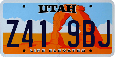 UT license plate Z419BJ