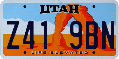 UT license plate Z419BN