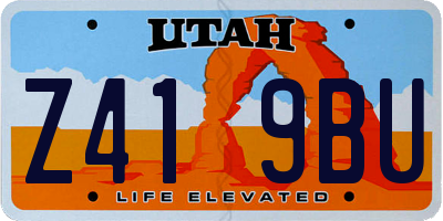 UT license plate Z419BU
