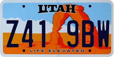 UT license plate Z419BW