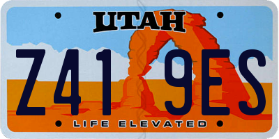 UT license plate Z419ES