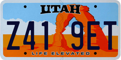 UT license plate Z419ET