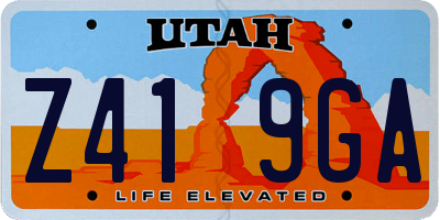 UT license plate Z419GA