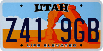 UT license plate Z419GB