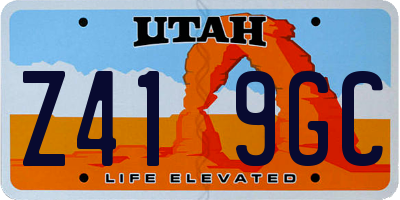UT license plate Z419GC