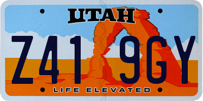 UT license plate Z419GY