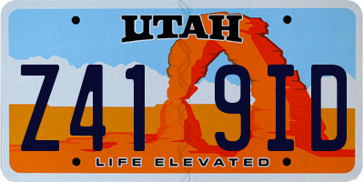 UT license plate Z419ID
