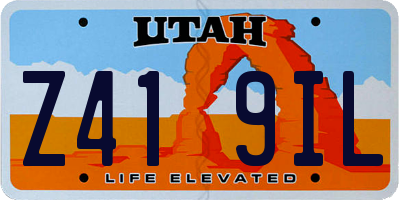 UT license plate Z419IL
