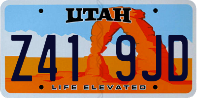 UT license plate Z419JD