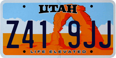 UT license plate Z419JJ