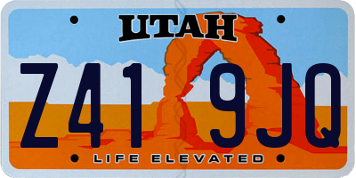 UT license plate Z419JQ