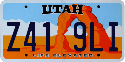 UT license plate Z419LI