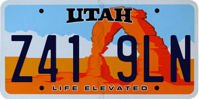 UT license plate Z419LN