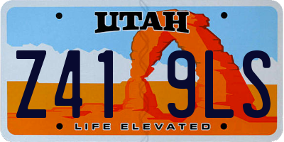 UT license plate Z419LS