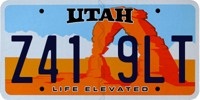 UT license plate Z419LT