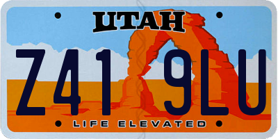 UT license plate Z419LU