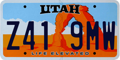 UT license plate Z419MW