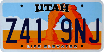 UT license plate Z419NJ