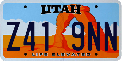UT license plate Z419NN